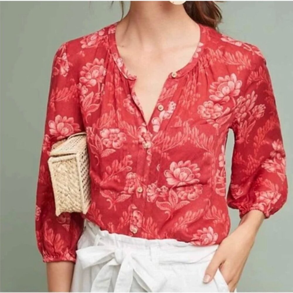Akemi + Kin coconino printed button down peasant blouse
